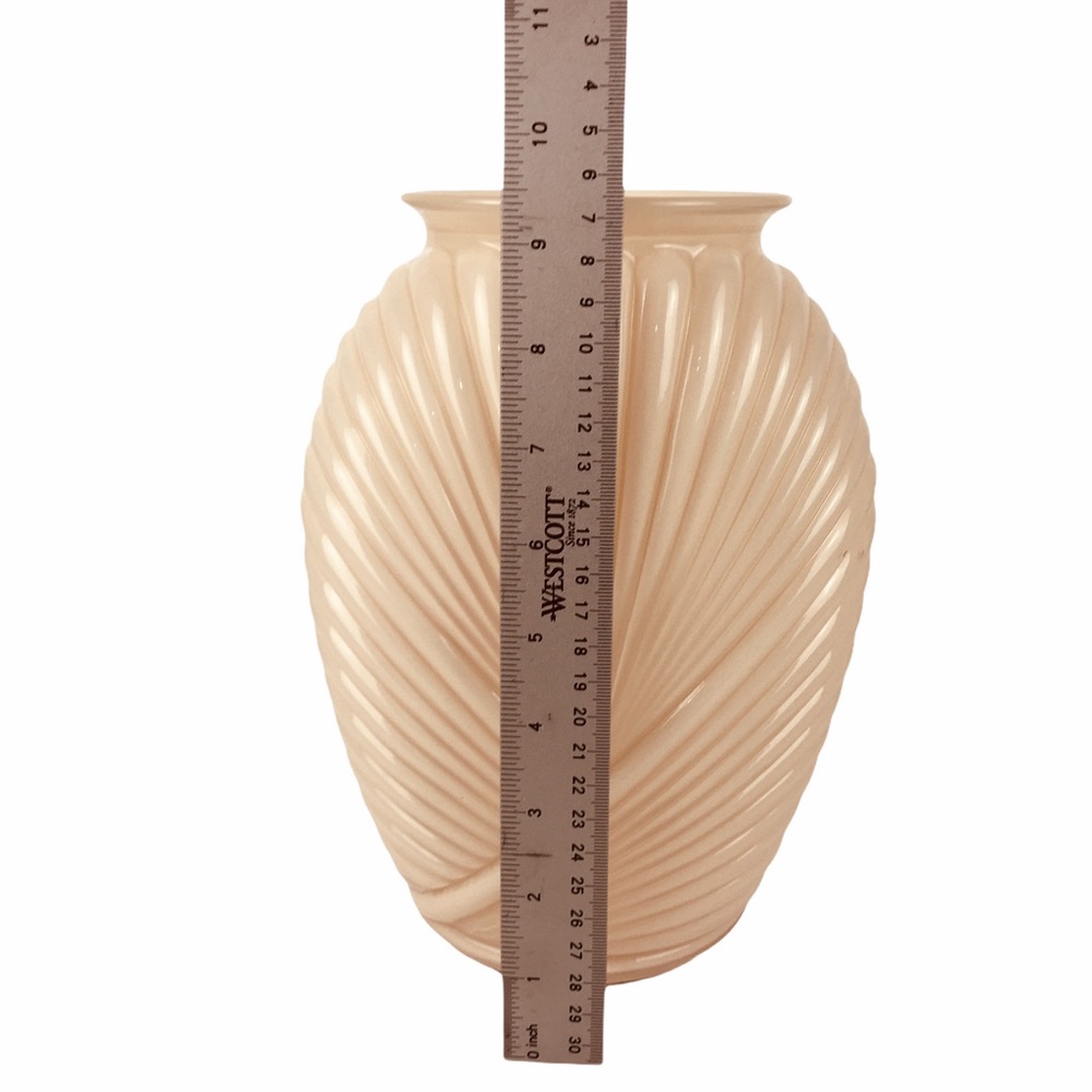 Vintage Anchor Hocking Peach Ribbed Vase Art Deco Revival - Picture 11 of 12